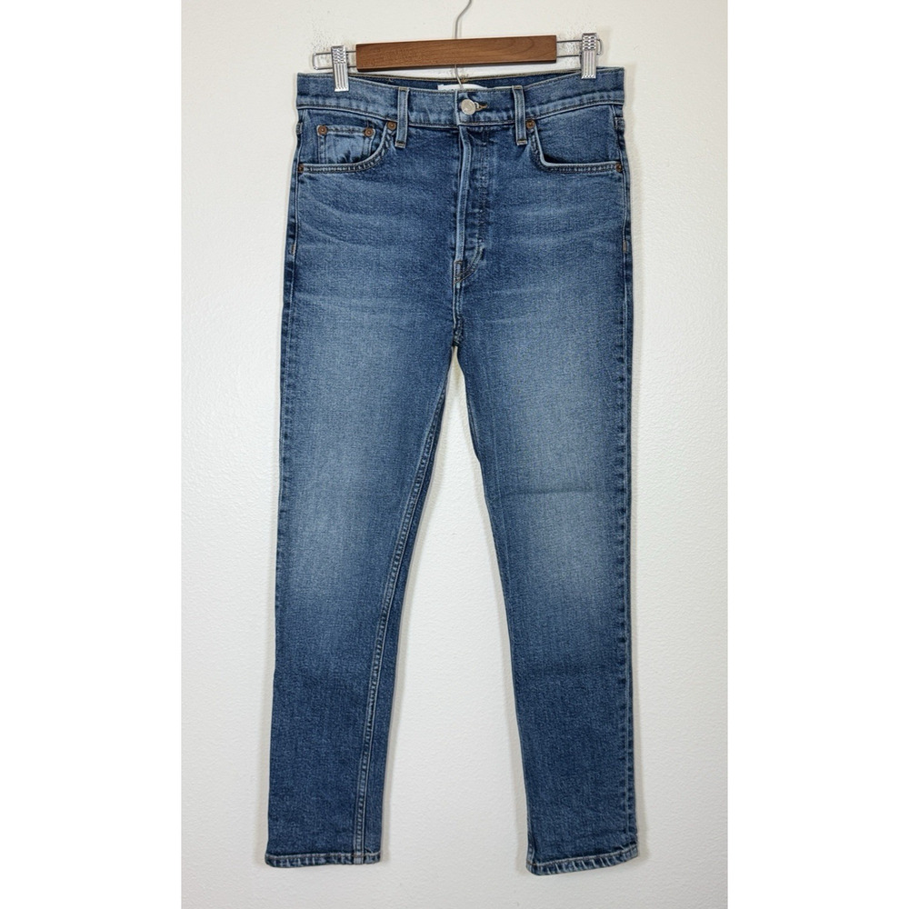 RE/DONE 90s High Rise Slim Cropped Jeans Stretch Denim Comfort 28